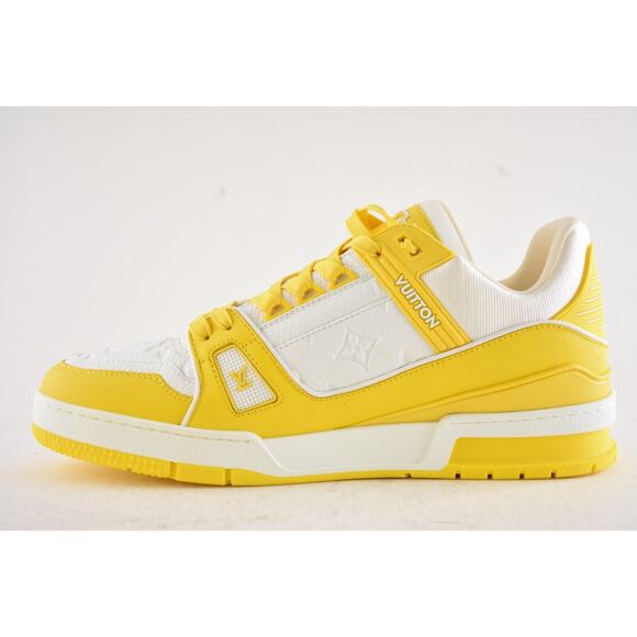 Louis Vuitton Yellow White Empreinte Leather Low Trainer Sneaker UK 9 US 10 11 - Picture 10 of 13